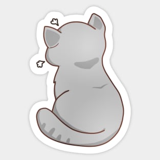 Kawaii Angry Gray Cat from the backside, Cat Lover Sticker